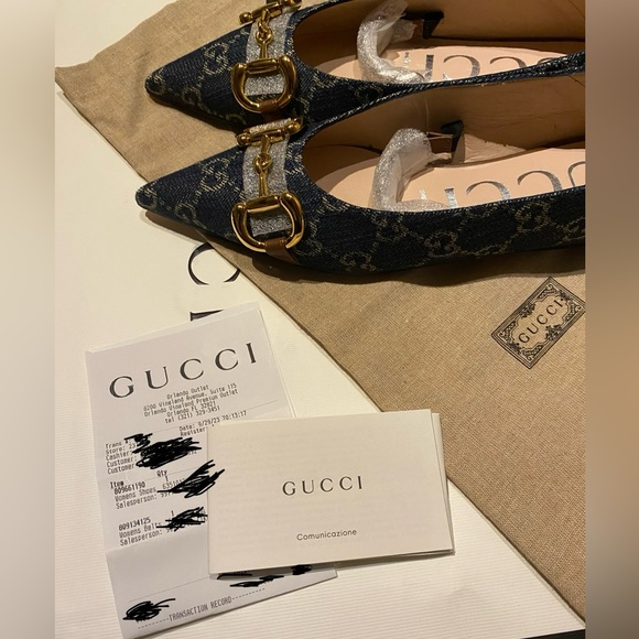 Brand new, Gucci pointed denim logo flats - Picture 7 of 8